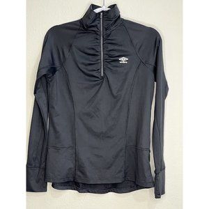 UMBRO Pullover 1/4 Zip Athletic Top Black‎ Long Sleeve Mock Turtle Sz: M Soccer
